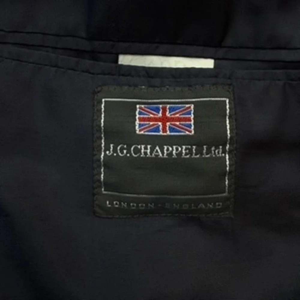 J.G. Chappel Blazer Mens 40R Navy Blue Solid Wool Vintage Made in England